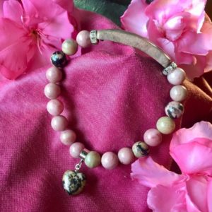 PULSERA DEL CORAZON DE RODOCROSITA DE LA DIOSA NAVIA