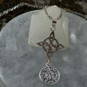 AMULETO DE DOBLE PROTECCIÓN EN PLATA CON SU PLACA DE SELENITA