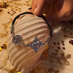 PULSERA DE DOBLE PROTECCIÓN EN PLATA CON SU PLACA DE SELENITA