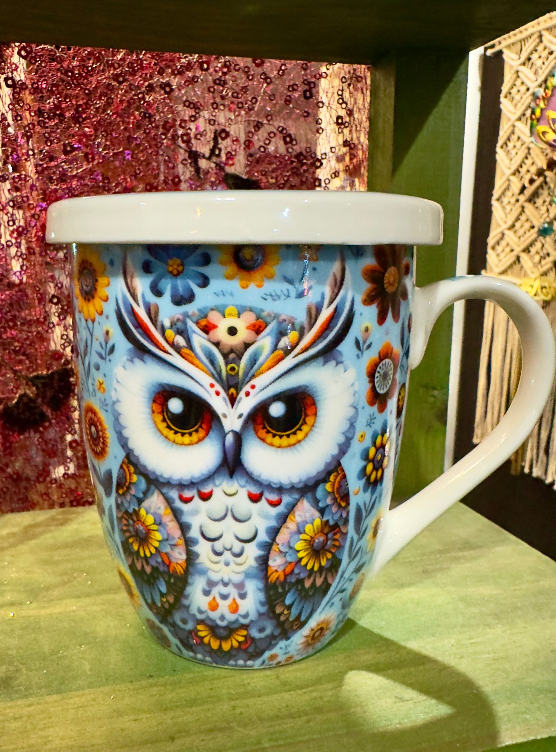 LA TAZA CON EL BUHO DE LA BUENA SUERTE
